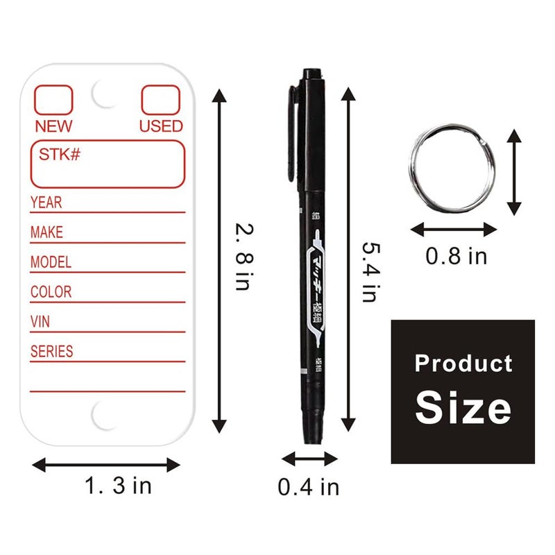 KIUKIUO 500 Pcs PVC Tags with Labels and Rings, Car Key for Organization, Identifiers, and Luggage Tags with 4 Pcs Markers, Plastic Keychain Tags for Car, Truck, and Dealer Use - Image 2